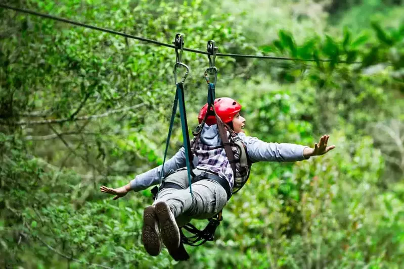 woman ziplining