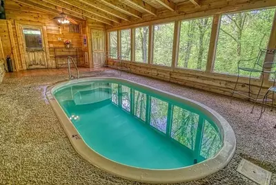 indoor pool in cabin near Dollywood