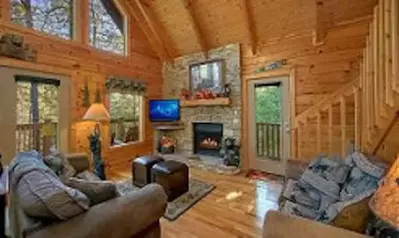 boulder bear lodge living room with fireplace