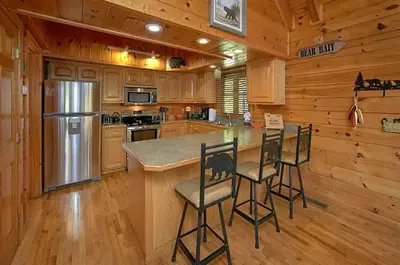 kitchen inside of a pigeon forge cabin