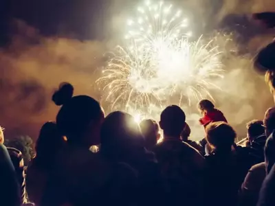 crowd watching fireworks