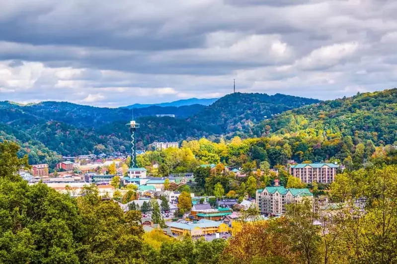 downtown gatlinburg aerial view