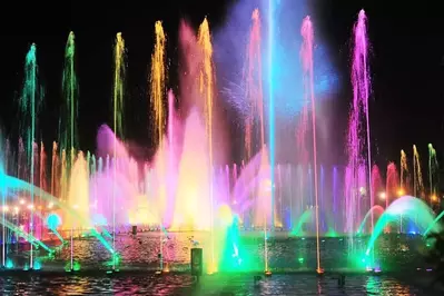 Colorful fountain show.