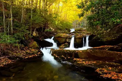 Smoky Mountain waterfall during the fall.