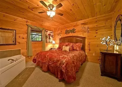 Dream Maker couples cabins in Gatlinburg TN bedroom