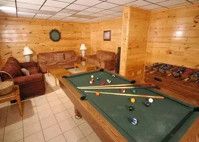 Game room in Gatlinburg cabin