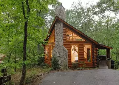 Outside of a secluded cabin rental near Pigeon Forge, Tennessee