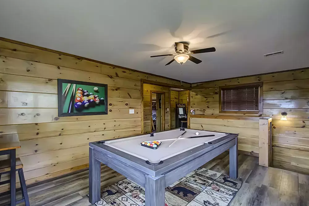 pool table at Bear Cove Falls cabin