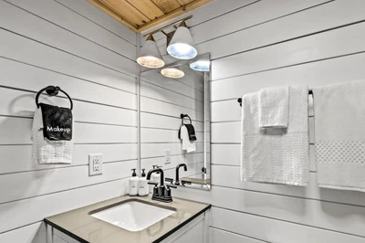 Second view of bathroom with vanity