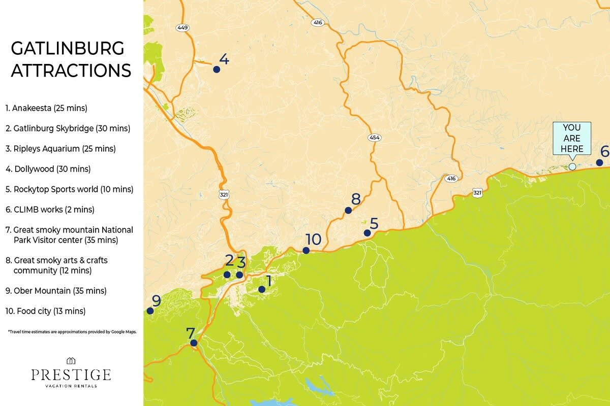 Gatlinburg Attractions Map