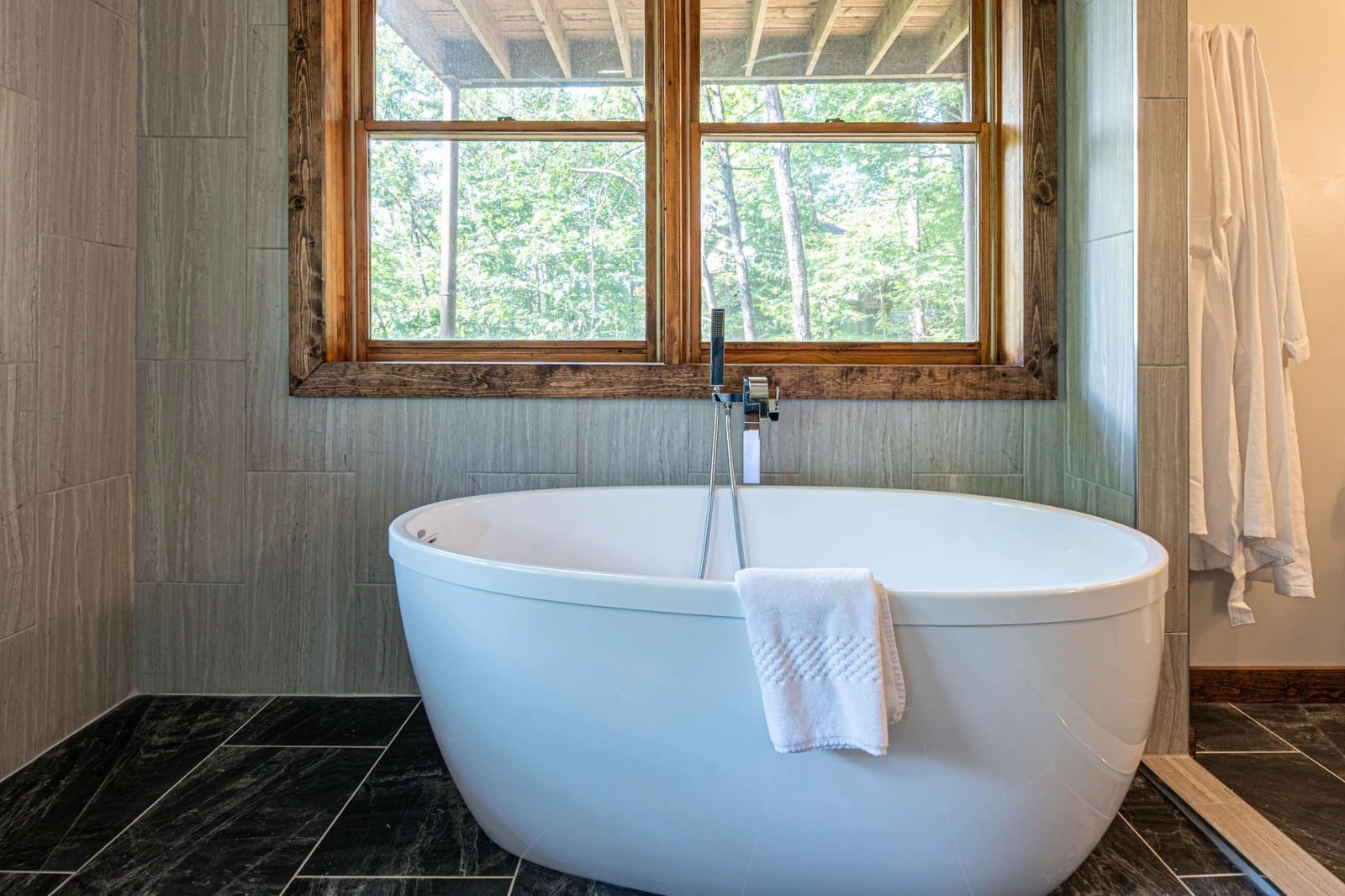 Picture yourself soaking in this large tub!