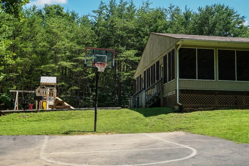 The recreational area also has a basketball goal and covered picnic area.